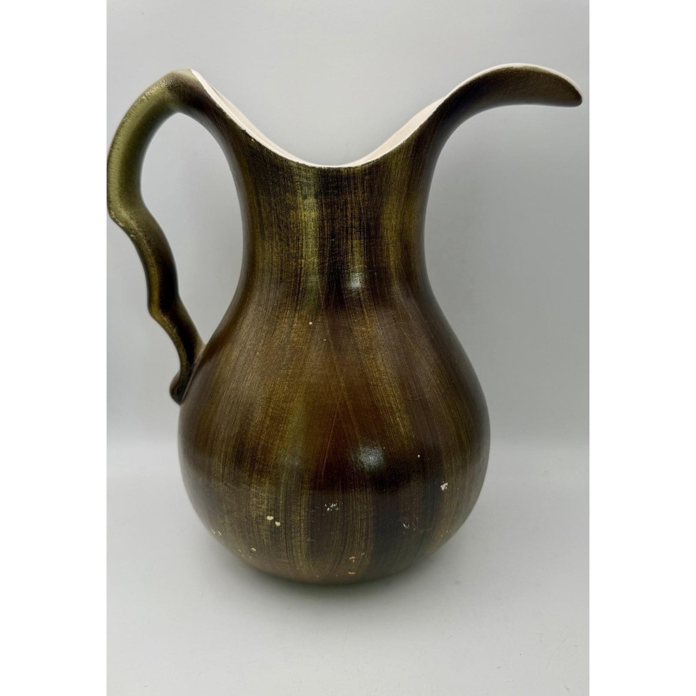 Vintage Haeger Pottery Brown Drip Glaze Ewer Pitcher Vase 9" MCM USA